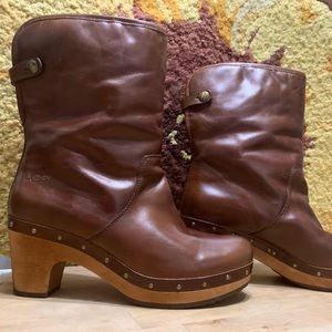 UGG Australian Shearling Clog Boots Brown Size 8